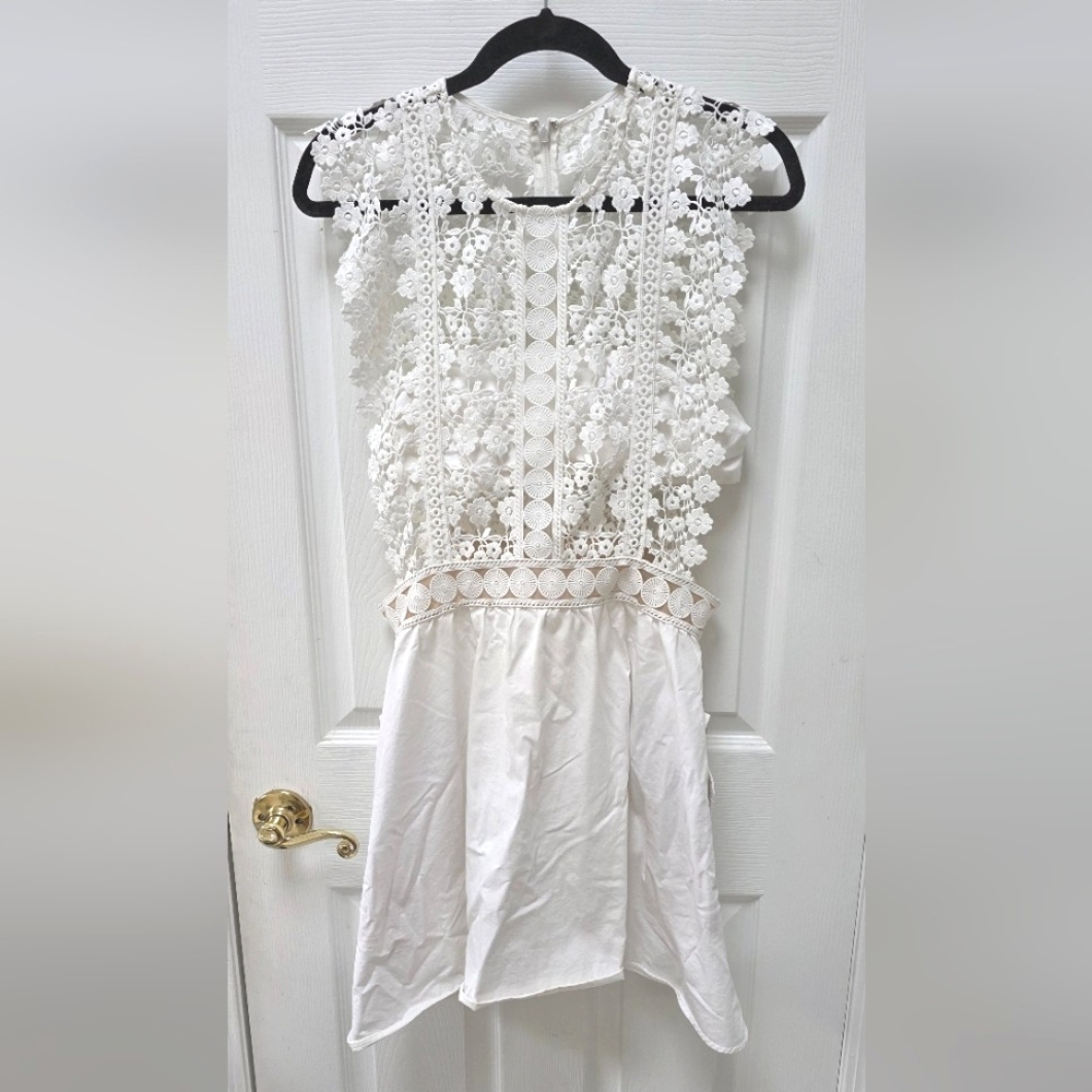 Self Portrait White Lace Mini Dress 10 - Picture 5 of 11